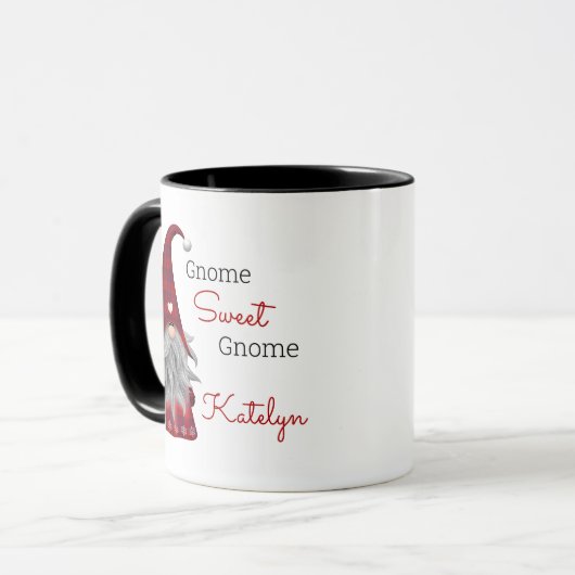 Cute Rustic Personalized kerstgrint Elf Mok (Voorkant links)