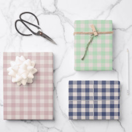 Cute Rustic Pink Green Blue Gingham Plaid Pattern Inpakpapier Vel