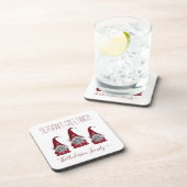 Cute Rustic Pset Personalized kerstgrint Elf Bier Onderzetter (Rechterzijde)