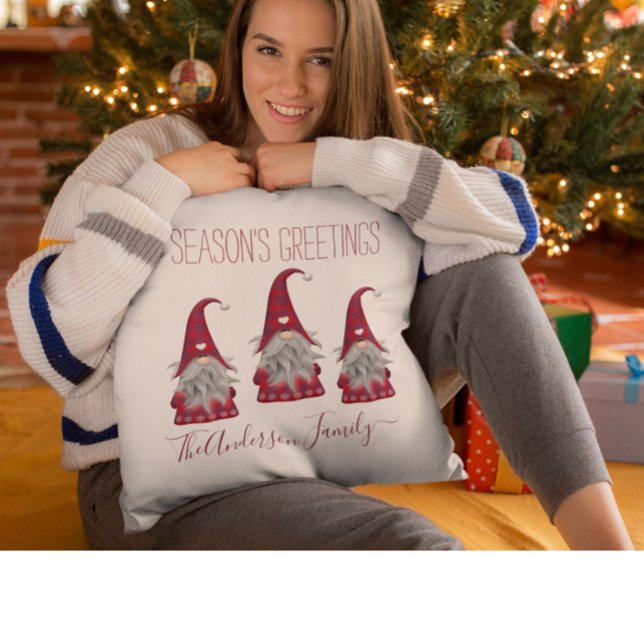 Cute Rustic Pset Personalized kerstgrint Elf Kussen (Creator heeft geüpload)