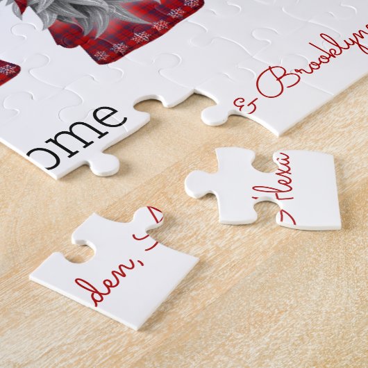 Cute Rustic Pset Personalized kerstgrint Elf Legpuzzel (Zijkant)
