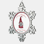 Cute Rustic Pset Personalized kerstgrint Elf Tin Sneeuwvlok Ornament (Rechts)
