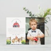Cute Rustic Red Barn Chicken Boerderij Bedankkaart (Staand voorkant)
