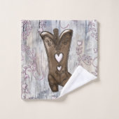 Cute Rustic Rose Cowgirl Heart Boots Ferme (Gant de toilette)