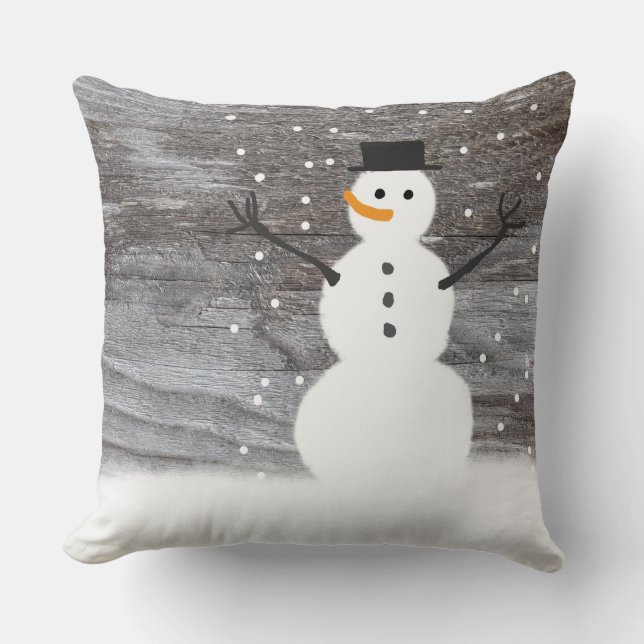 "Cute Rustic Snowman Pillow goot kussen (Voorkant)