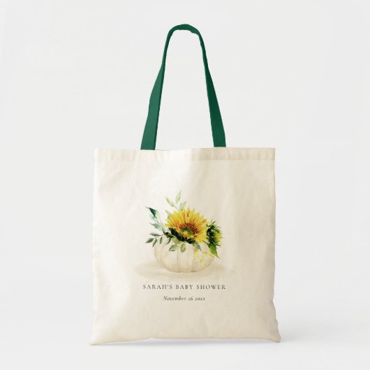 Cute Rustic Sunflower Pumpkin Floral Baby shower Tote Bag (Voorkant)