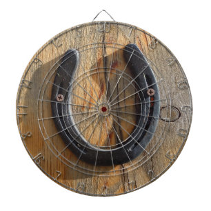 Cute Rustic Western Good Luck Hoefijzer Kijk uit Dartbord