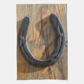 Cute Rustic Western Good Luck Hoefijzer Kijk uit Theedoek (Verticaal)