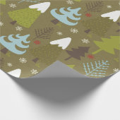 Cute Rustic Winter Trees Kerstmis Cadeaupapier (Hoek)