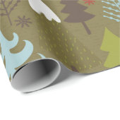 Cute Rustic Winter Trees Kerstmis Cadeaupapier (Rol Hoek)
