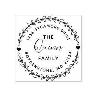 Cute Rustic Wreate Familienaam Return Address Rubberstempel
