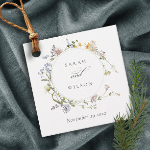 Cute Rustic Yellow Meadow Floral Wreath Wedding Bedankjes Labels