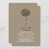 Cute rustige tree and mason jars trouwuitnodiging kaart (Voorkant / Achterkant)