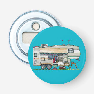 Cute RV Fifth Wheel Camper Travel Trailer Button Flesopener