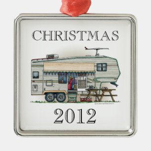 Cute RV  Fifth Wheel Camper Travel Trailer Metalen Ornament