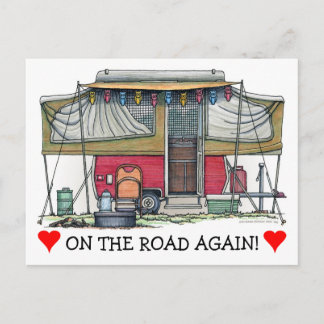 Cute RV Popup Camper Travel Trailer Briefkaart