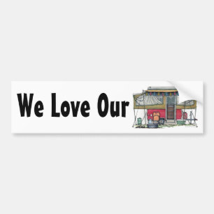 Cute RV Popup Camper Travel Trailer Bumpersticker
