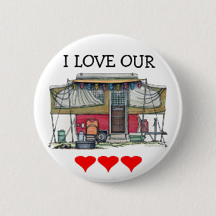 Cute RV Popup Camper Travel Trailer Ronde Button 5,7 Cm