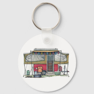 Cute RV  Popup Camper Travel Trailer Sleutelhanger