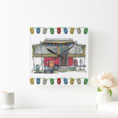 Cute RV Popup Camper Travel Trailer Vierkante Klok (Huis)