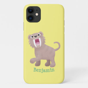 Cute Saber Toothed Tiger Smilodon cartoon iPhone 11 Hoesje