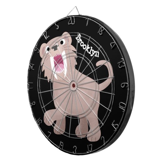 Cute Saber Toothed Tiger Smilodon cartoon Dartbord (Voorkant Rechts)