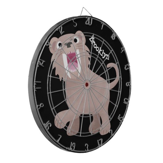 Cute Saber Toothed Tiger Smilodon cartoon Dartbord (Voorkant Links)