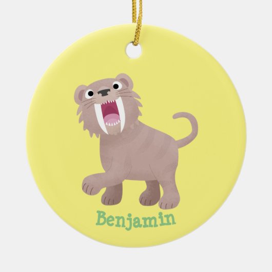Cute Saber Toothed Tiger Smilodon cartoon Keramisch Ornament (Voorkant)