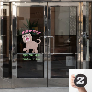 Cute Saber Toothed Tiger Smilodon cartoon Raamsticker