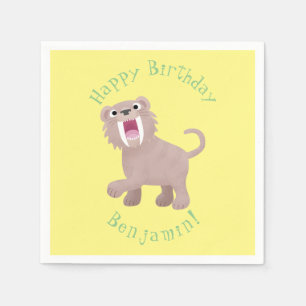 Cute Saber Toothed Tiger Smilodon cartoon Servet