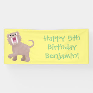 Cute Saber Toothed Tiger Smilodon cartoon Spandoek