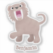 Cute Saber Toothed Tiger Smilodon cartoon Sticker (Voorkant)
