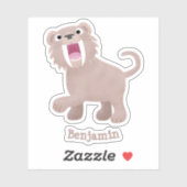 Cute Saber Toothed Tiger Smilodon cartoon Sticker (Vel)