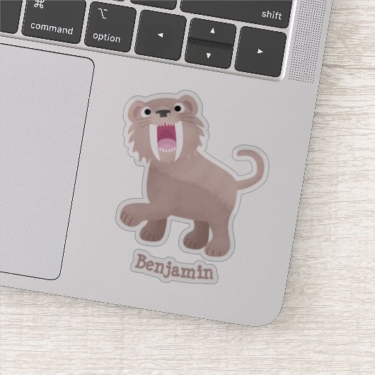 Cute Saber Toothed Tiger Smilodon cartoon Sticker (Detail)