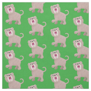 Cute Saber Toothed Tiger Smilodon cartoon Stof