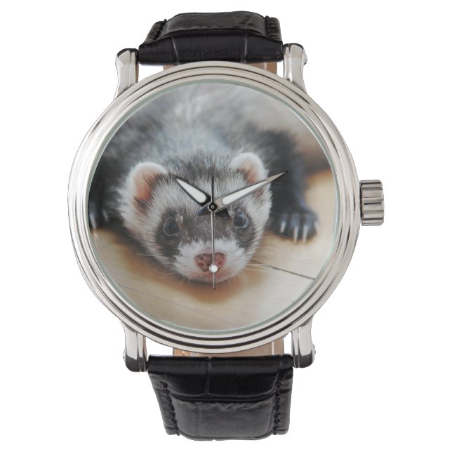 Cute Sable Ferret Horloge (Voorkant)