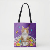 Cute Sac fourre-tout chat et papillon (Devant)
