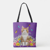 Cute Sac fourre-tout chat et papillon (Dos)