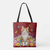Cute Sac fourre-tout chat et papillon (Dos)