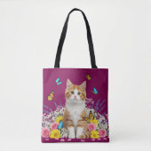 Cute Sac fourre-tout chat et papillon (Devant)