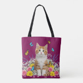 Cute Sac fourre-tout chat et papillon (Dos)