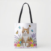 Cute Sac fourre-tout chat et papillon (Devant)