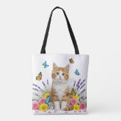 Cute Sac fourre-tout chat et papillon (Dos)