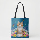 Cute Sac fourre-tout chat et papillon (Devant)