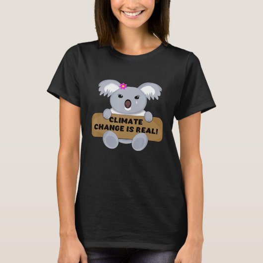 Cute Sad Koala Beer met klimaatverandering is echt T-shirt (Voorkant)