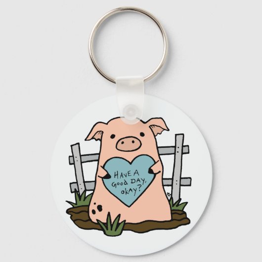 Cute Sad Pig Sleutelhanger (Voorkant)