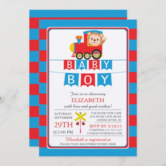 Cute Safari Aap Jongen Baby Shower Uitnodiging (Voorkant / Achterkant)