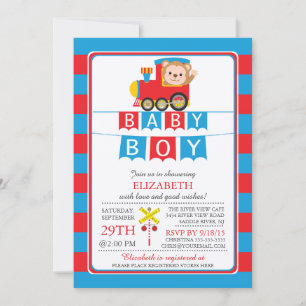 Cute Safari Aap Jongen Baby Shower Uitnodiging