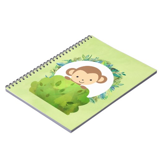Cute Safari-aap met tropische bladeren Notitieboek (Linkerzijde)