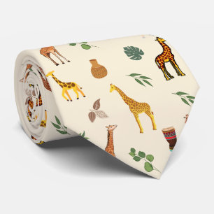 Cute Safari Africa ThMED Giraffe Beige Tribal Stropdas